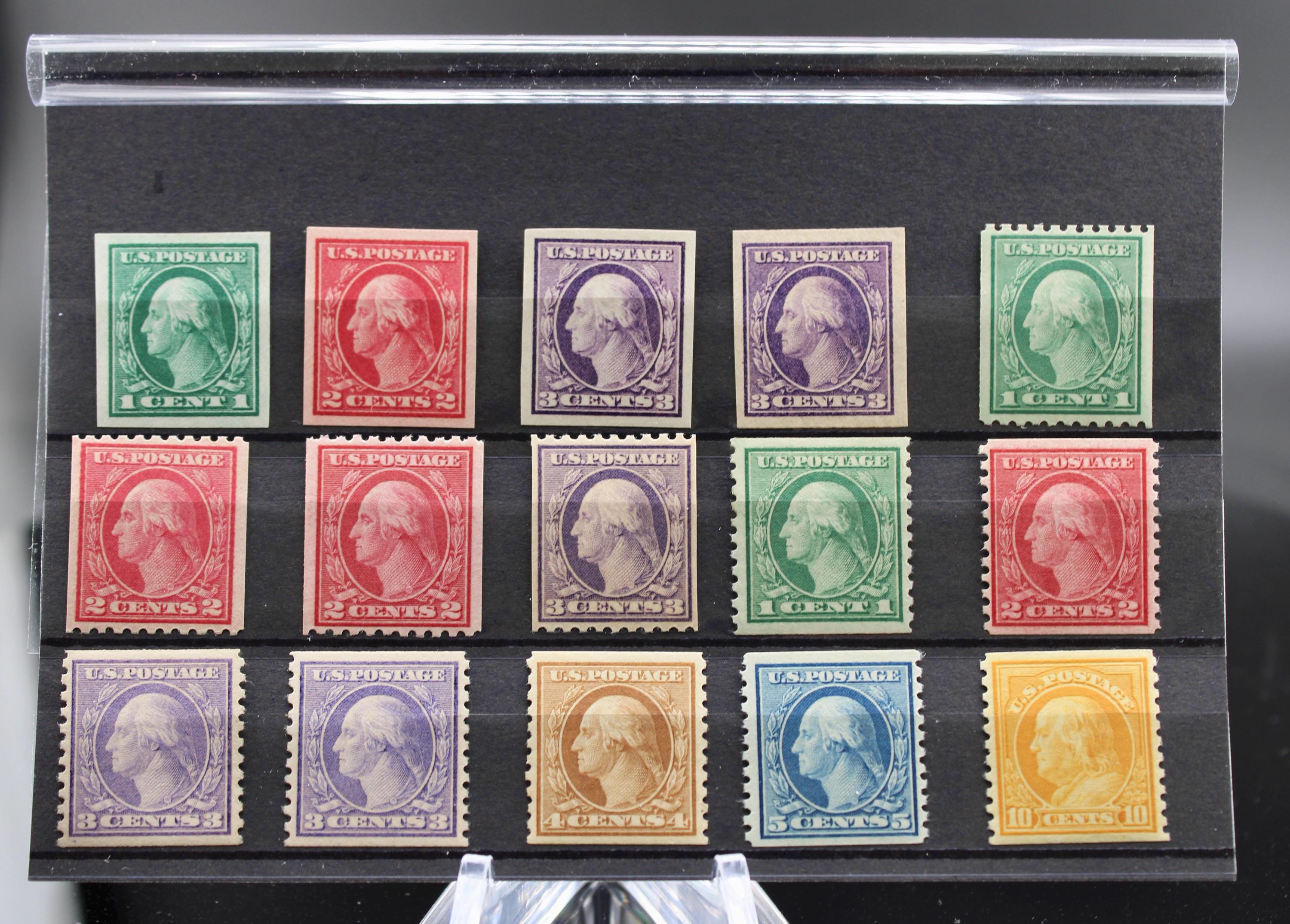 古い米国切手、1916-17年 不完全な切手 スコット #481-#484、1916-22年
