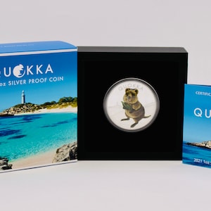 2021 Australia Quokka Partial Colorized 1 Oz .999 Fine Silver Proof Coin w/ OMP & COA, Low Mintage