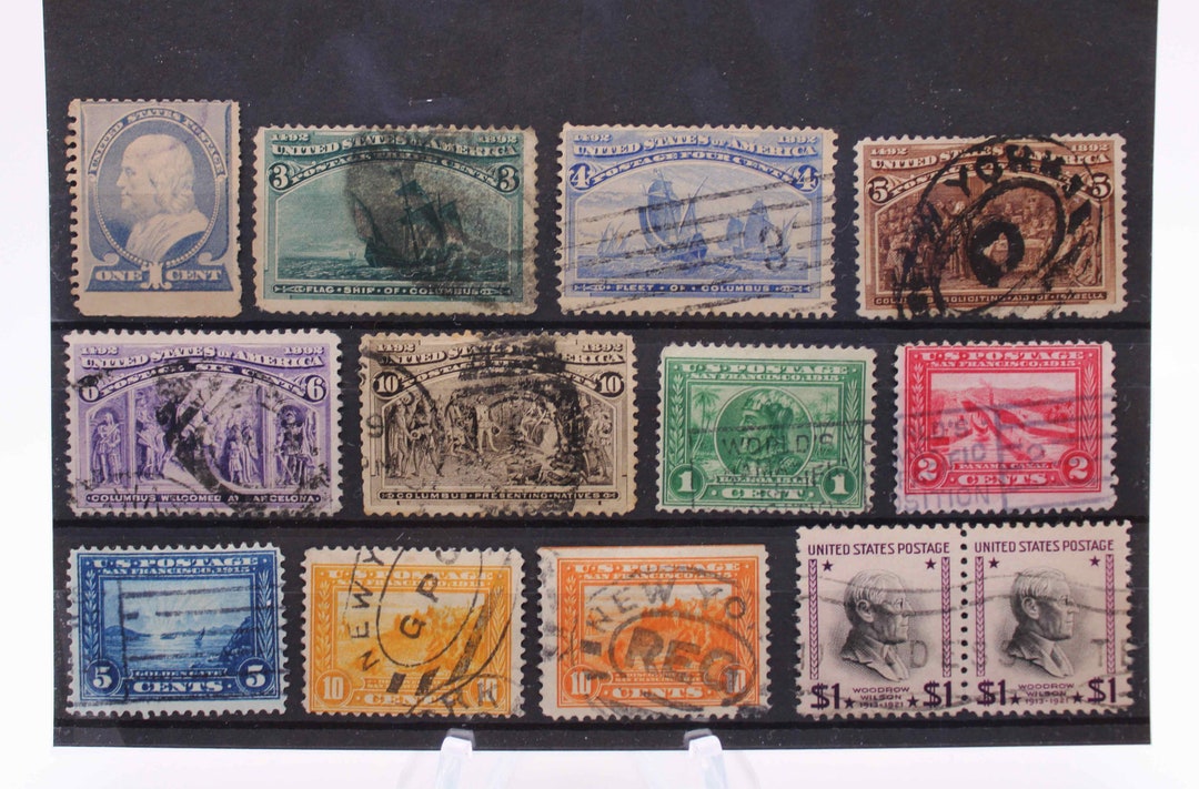 Old US Stamps, Mixed Collection of Used Stamps, Scott 212-832, Hinge/nh ...