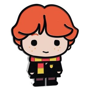 May include: A cartoon character with orange hair, freckles, and a black outline. The character wears a black coat, a red and yellow scarf, and black shoes. The image is a stylized representation of a popular character.