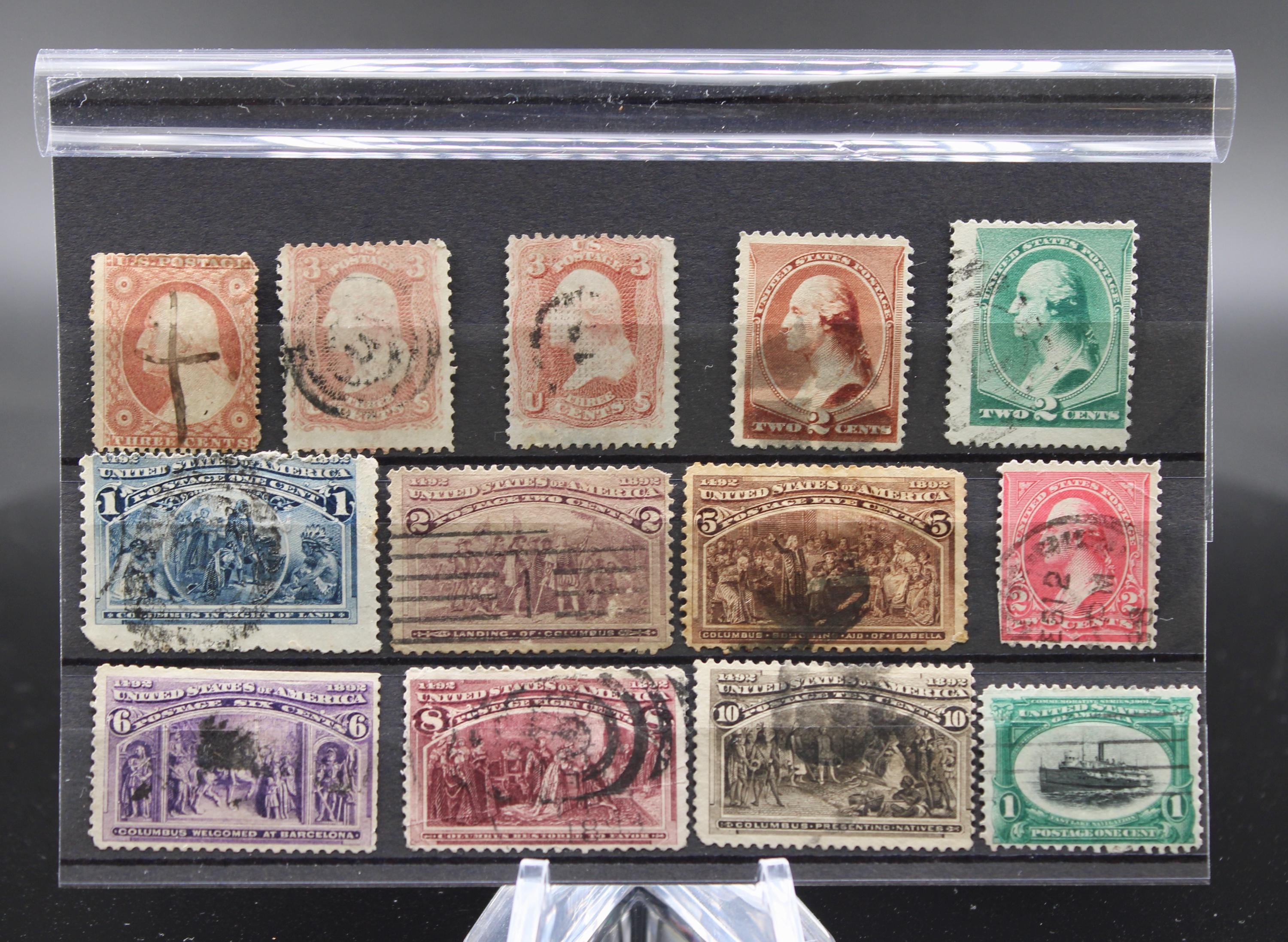 古い米国切手、1857年から1901年までの使用済み切手の混合コレクション