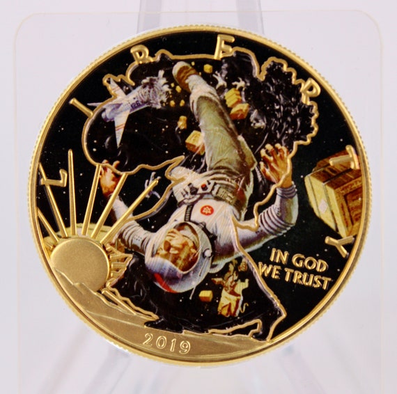 2019 American Silver Eagle - Classic Sci-Fi (#8), 24k Gold Gilded & Colorized 1 Oz .999 BU Silver Coin w/ OGP and COA, Low Mintage 100 Pcs!