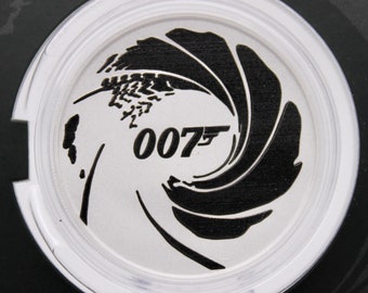 James Bond 007 Tuvalu 2022 : Mourir pas le temps, Pièce de 1 oz 999 colorisée dans une capsule et un porte-cartes, faible tirage, BU