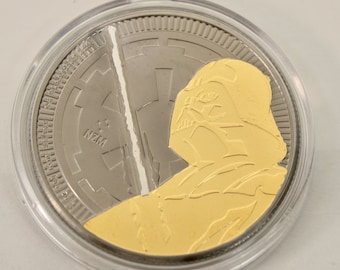 2018 NIUE Star Wars: Darth Vader, Ruthenium & 24kt Gold Gilded 1 Oz .999 Fine Silver Coin w/ Capsule and Box, BU