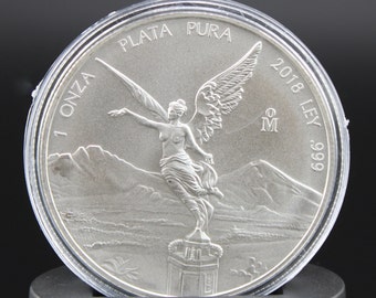 2018 Mexico Libertad 1 Oz .999 Fine Silver Coin, BU in Capsule