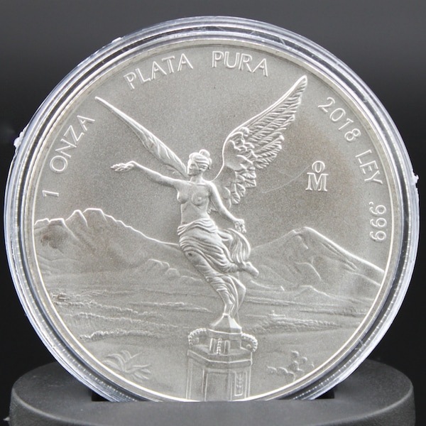 2018 Mexico Libertad 1 Oz .999 Fine Silver Coin, BU in Capsule