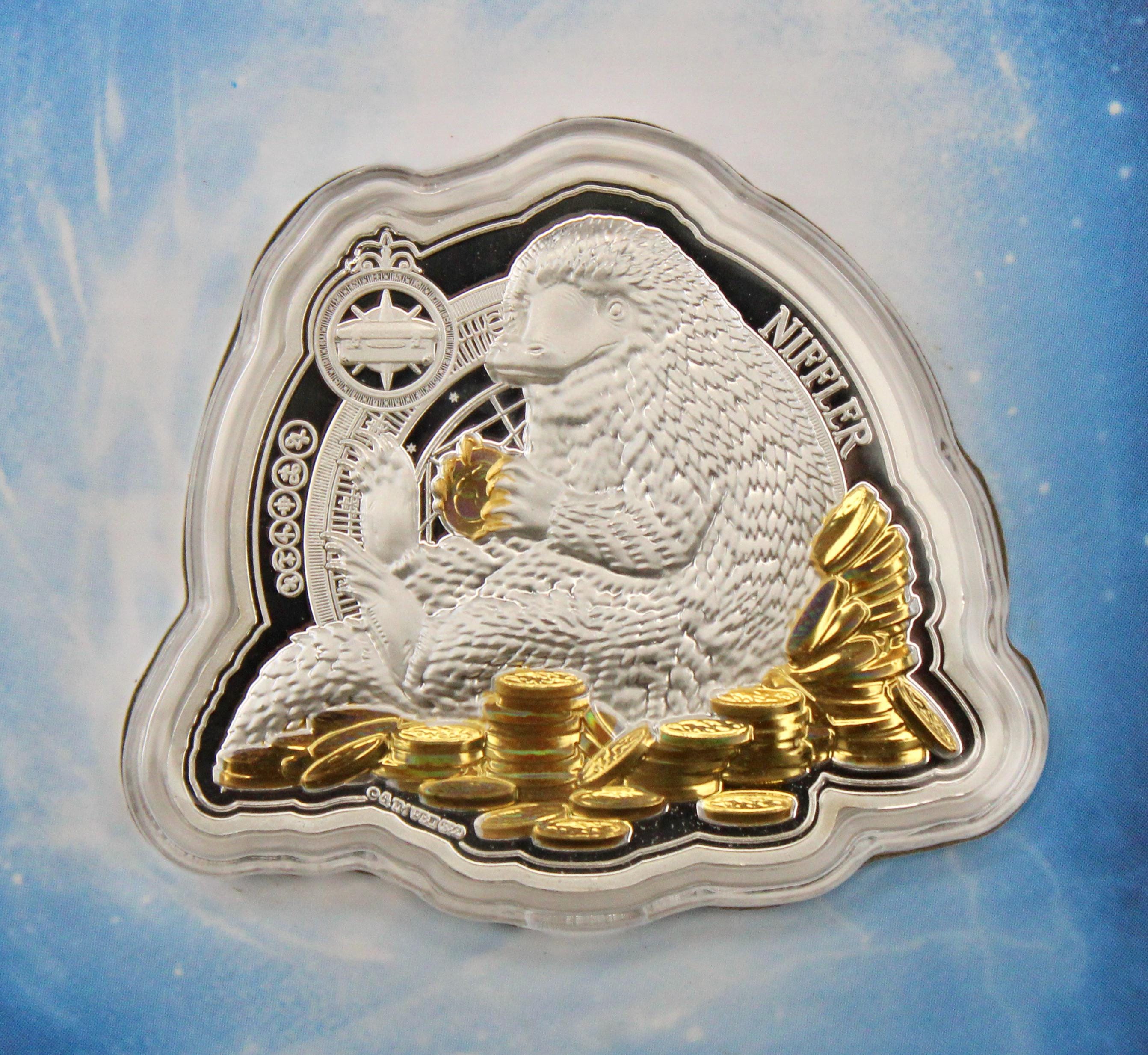 2022 Samoa Fantastic Beasts NIFFLER, 24k Gold Hologram Foil 1 Oz .999 Silver Proof Coin w/ OGP Mint Packaging & COA