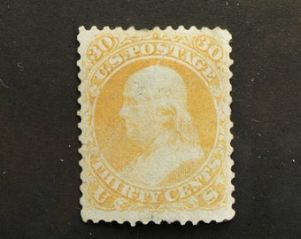 Sello antiguo de EE. UU., serie 1861-62 Scott n.° 71, nuevo, con defecto menor (mancha fina), sin goma, NH, pequeño pliegue en el reverso, alto CV: 650,00