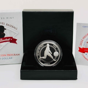 2022 (P) USA Negros League of Baseball Commemorative .858 Troy Oz .999Silver Dollar Proof Coin w/ Mint Box & COA