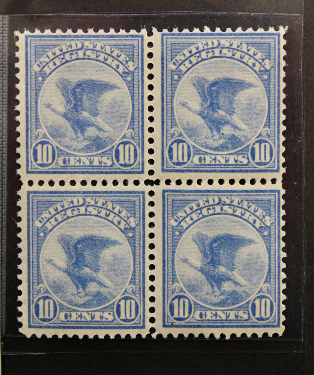 Old US Stamps, 1911 B.O.B. Registry Stamp Scott F1 Mint Block of 4