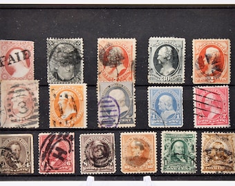 Old US Stamps, 1857-1902 Mixed Collection Scott #26 - 303 Fancy Canceled and Used Totaling 16 Stamps, NH/H, High CV: 465.00
