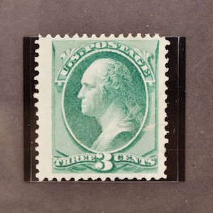 Old US Stamps, 1883 National Bank Note (without Grill) Scott #147 Washington 3 Cent Stamp, Mint w/ OG, Hinged CV: 185.00