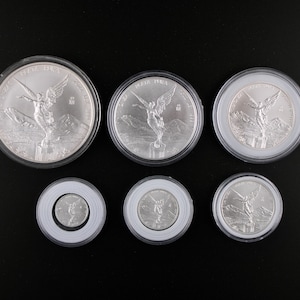 2022 Verzameling van 6 Mexicaanse Libertad&#39;s! 2 oz, 1 oz, 1/2 oz, 1/4 oz, 1/10 oz en 1/20 oz. 9999 zilveren munten in capsule (BU)!