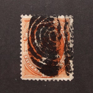 Old US Stamp, 1870-71 American Bank Note Printing Scott #152 (No Grill) Webster 15cent Stamp, Fancy Cancel, NH, No Gum CV:195.00