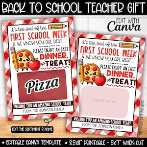Porta-cartão-presente de pizza com jantar para professores, etiqueta de jantar para o primeiro dia de aula para novos professores, porta-cartão-presente de volta às aulas Papa John's Pizza Hut