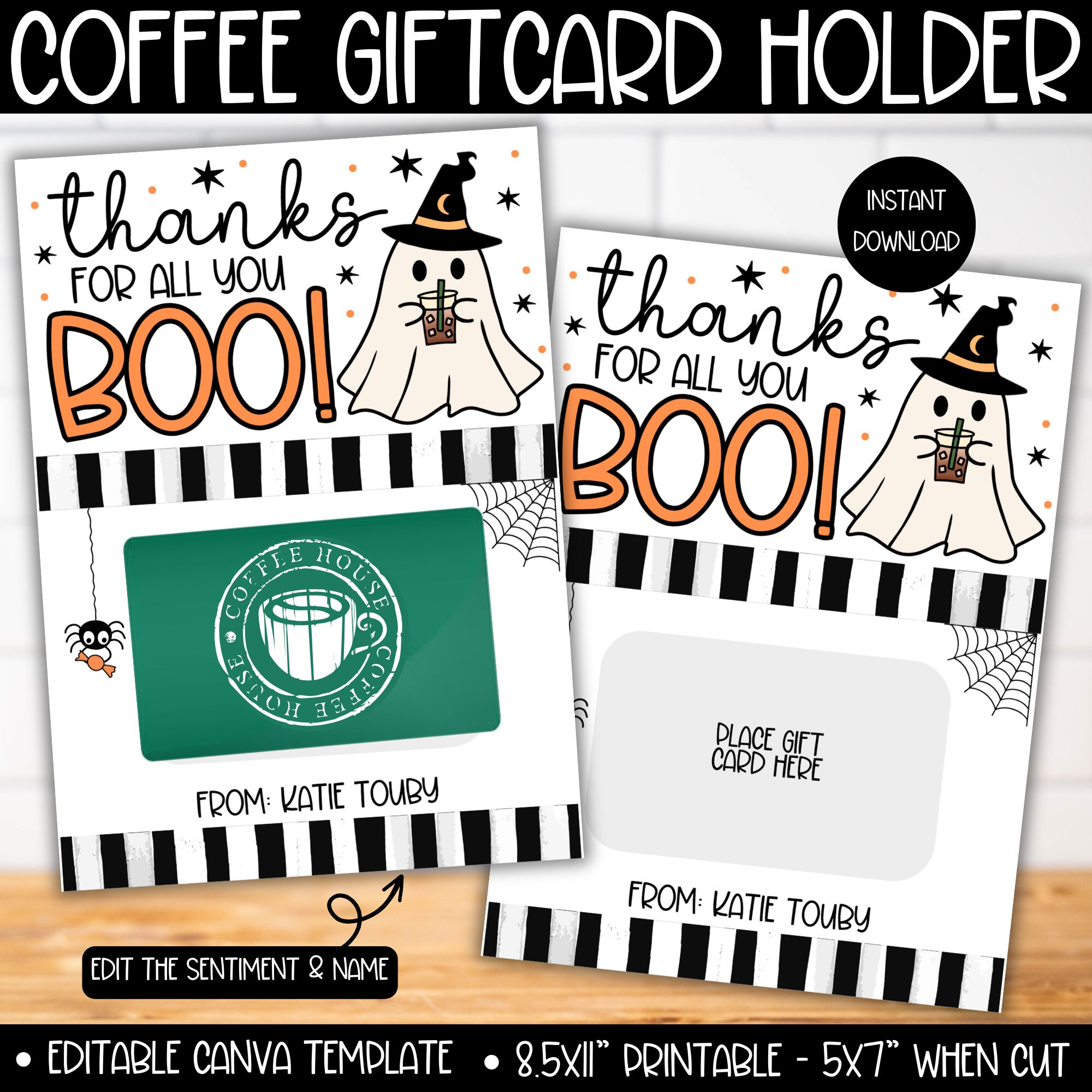 ハロウィンカード　値下げ不可 Halloween Coffee Ghost Gift Card Holder, Thanks for All You Do