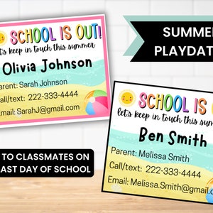 Editable Playdate Calling Card for Kid Printable | Summer Play Date Invite Template | End of Year | Kids Calling Card | Summer Contact Card