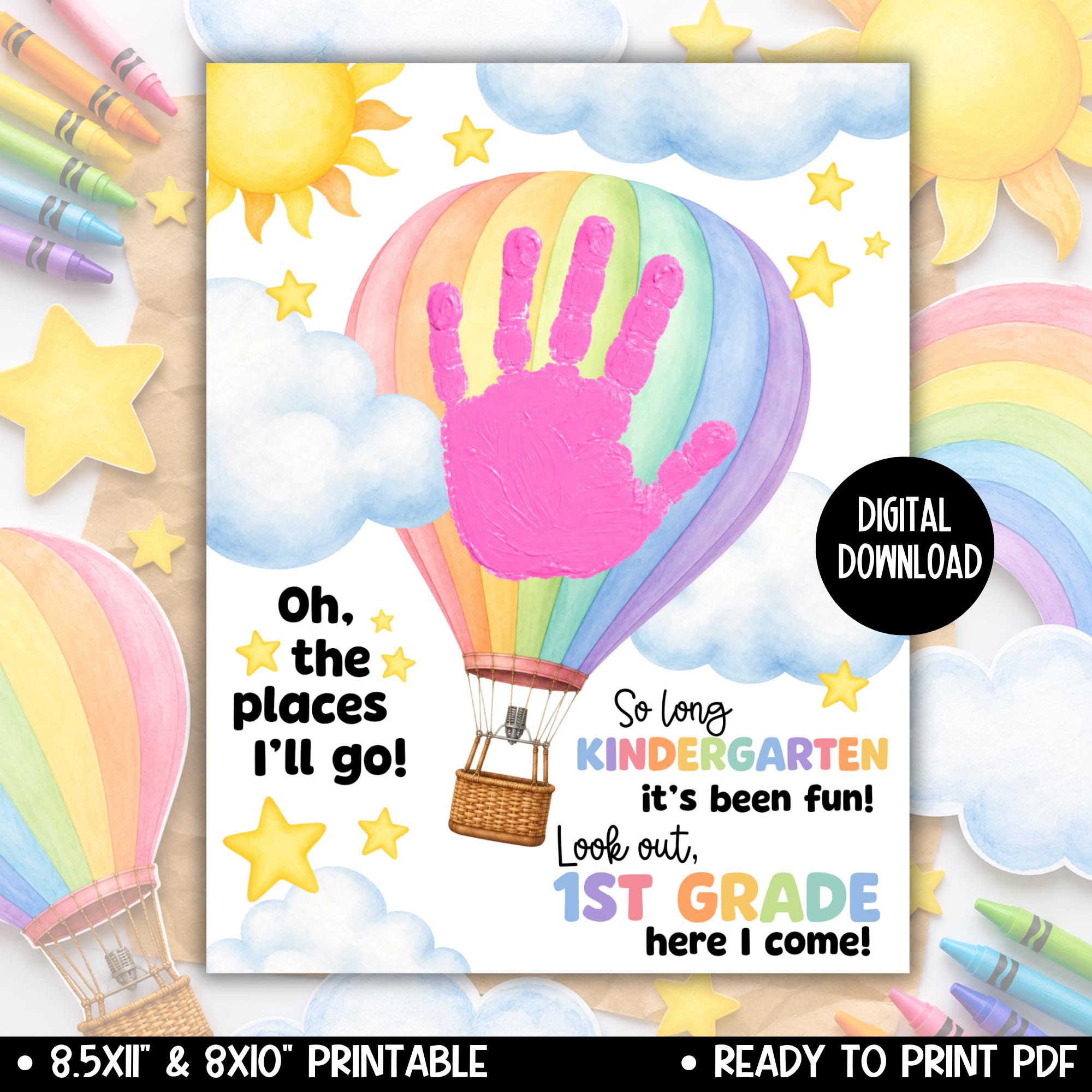 Kindergarten Graduation Balloon Handprint Craft Printable, Last Day…
