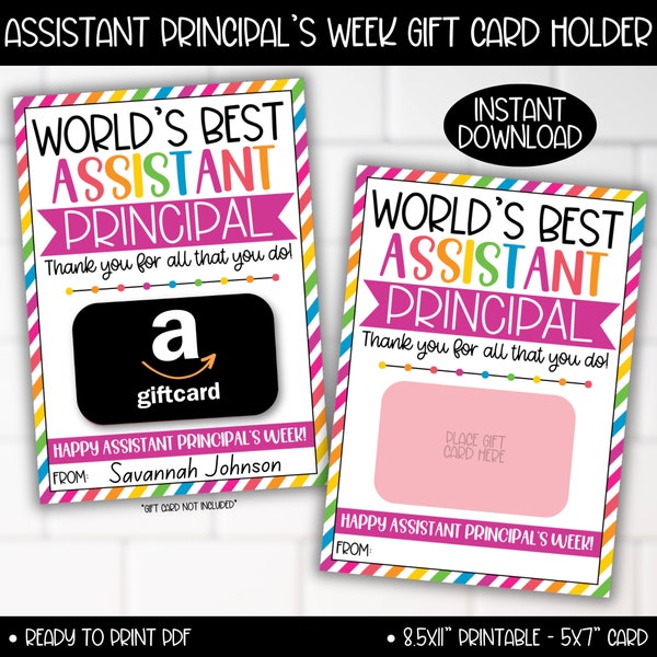 Assistant Principal Week Gift Card Holder, Happy National AP Assistant Principal Appreciation, World's Best Assistant Principal Printable