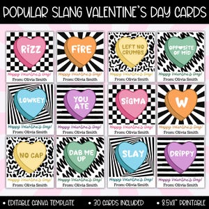 Tarjetas de San Valentín de la generación Z con palabras del argot para la escuela secundaria, clases de Skibidy Rizz sin Cap Sigma, San Valentín para niñas, niños, adolescentes y preadolescentes