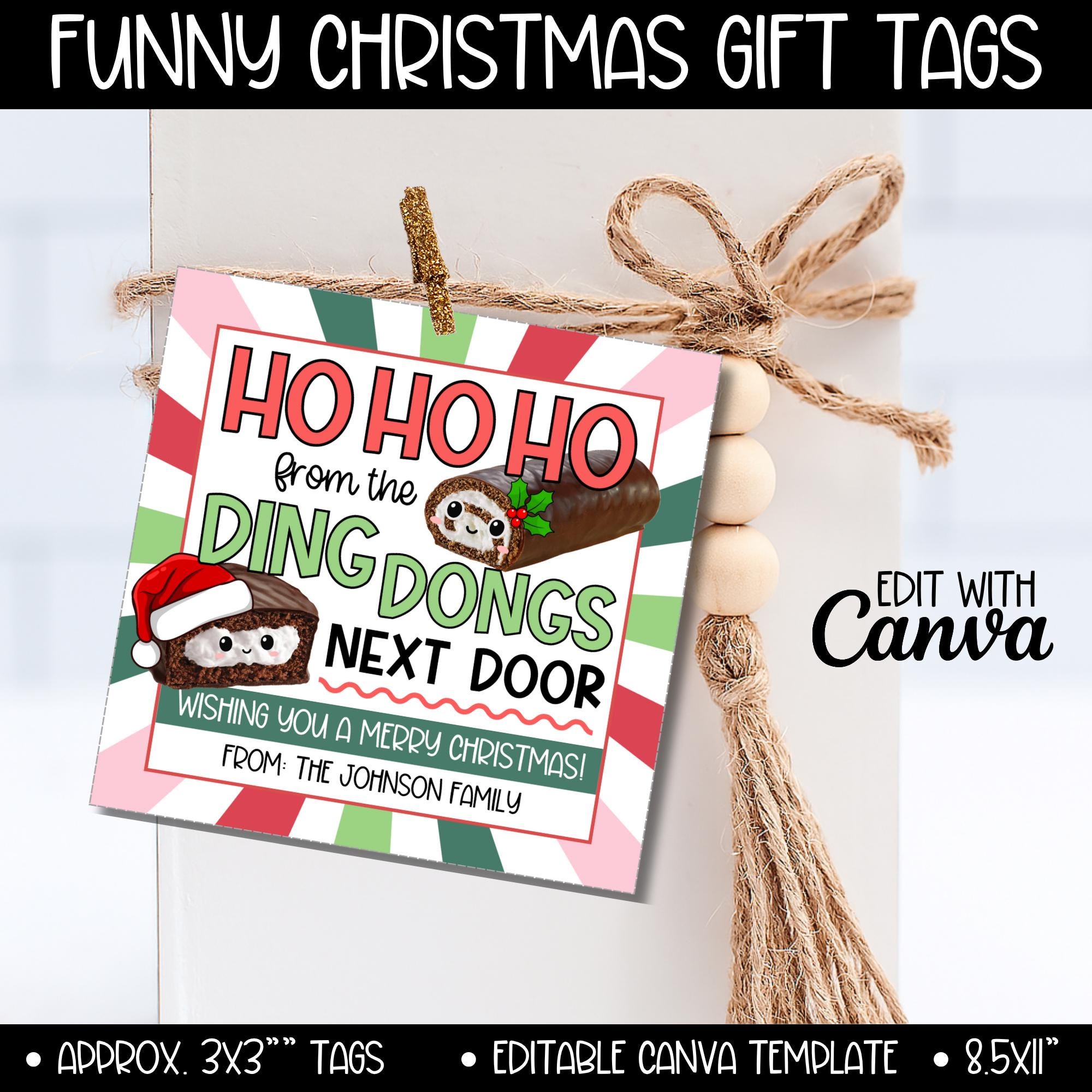 Christmas Next Door Neighbor Gift Tag Editable Template, Holiday