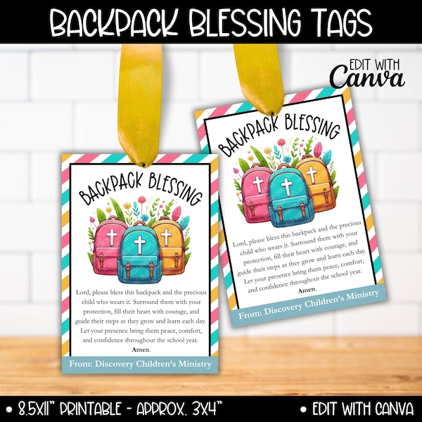 Blessing of the Backpack Tags - Etsy