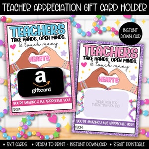 Porta-cartão-presente para a Semana de Valorização dos Professores e Funcionários, TAW Pop Star Teachers Open Minds Touch Hearts, presentes para impressão, presentes de alunos