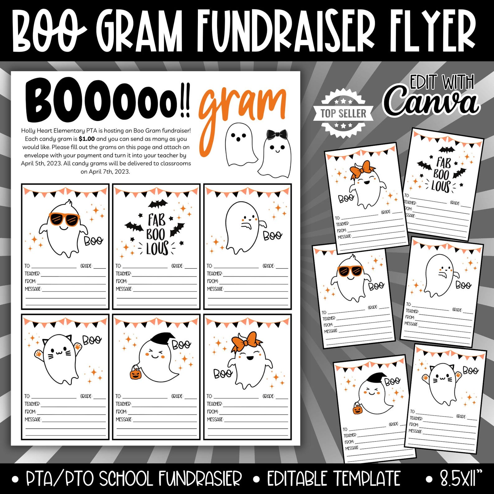 Boo Gram Fundraiser Flyer Template for School Order Form, Fall ...