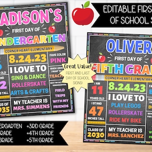 First Day of School Chalkboard Editable Printable Sign | Editable First Day of School Poster | Happy First Day of School | Milestone Sign