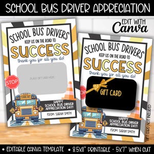 Schoolbuschauffeur Appreciation Day aangepaste cadeaukaarthoudersjabloon, cadeaukaartjes buschauffeur Safety Week, buschauffeurs cadeaus voor man vrouw