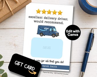 Amazing Delivery Driver Appreciation Gift Card Holder Template,  Thank You Card for Drivers, Editable Gift Tag Printable, Digital Download