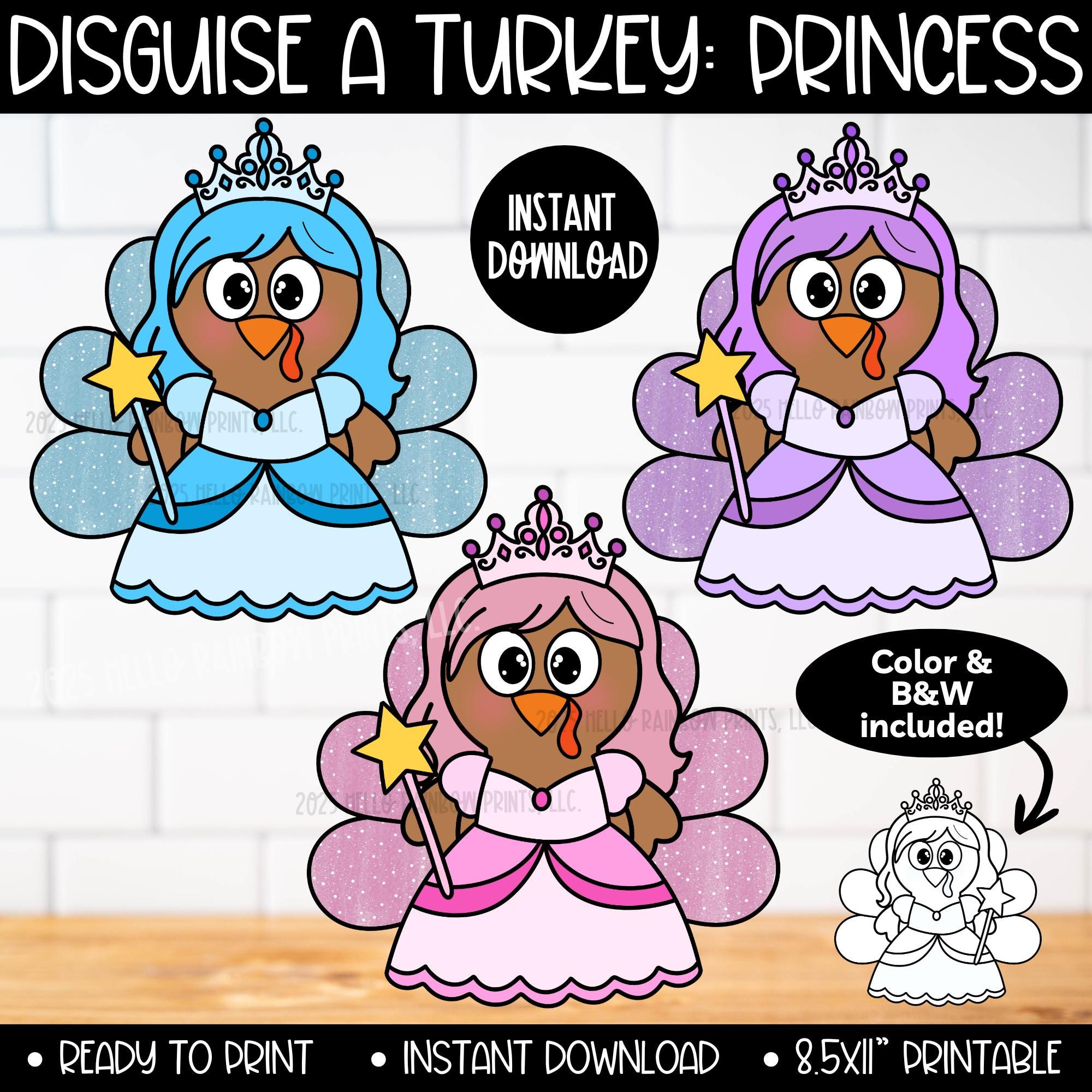 Thanksgiving Princess Turkey Disguise Costume Project Printable,…