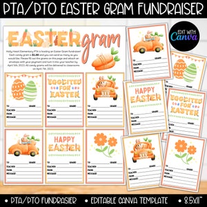PTA PTO Easter Candy Grams Template Fundraiser, Bunny Grams, Spring Gram, School Church Fundraiser, Paasmand Eieren Leraar Printables