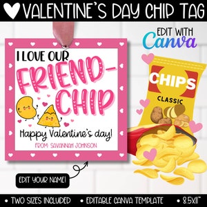 Etiqueta para bolsa de golosinas con golosinas para el día de San Valentín, regalo para niños y niñas sin golosinas, tarjeta de San Valentín con papas fritas