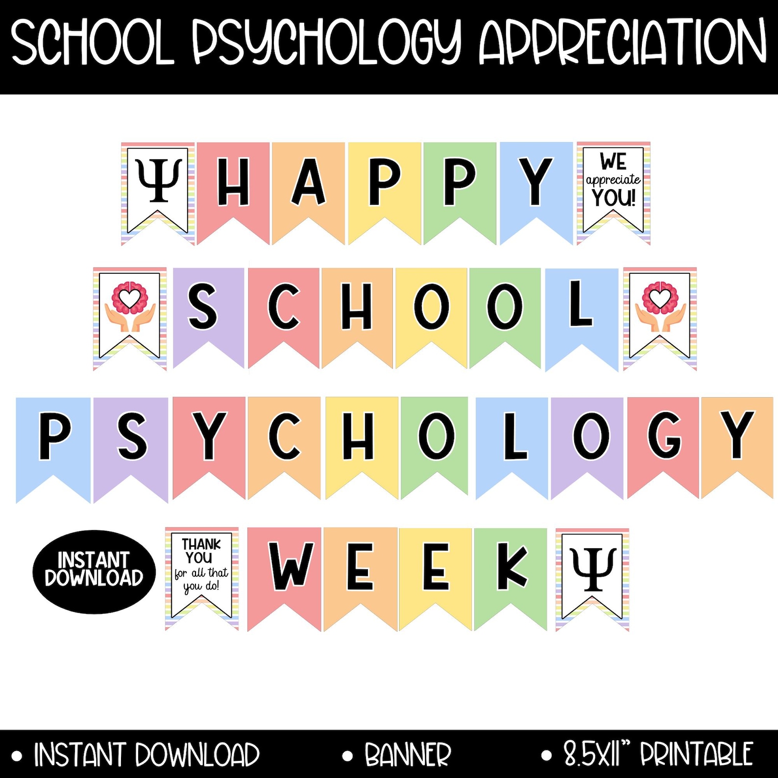 School Psychology Appreciation Week Banner, PTA PTO School Psychologist ...