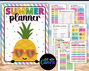 2026 Summer Planner for Kids, Editable Summer Kids Bucket Reading List, Summer Kid Activity Chore Reading Behavior Chart, Screen Time Rules