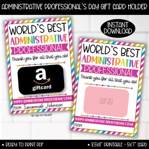 Administrative Professional Day Gift Card Holder, Administrative Admin Assistant Staff Appreciation Gift, Admin Greeting Card Employee Gifts