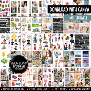 Kit per feste con bacheca visionaria 2026, stampabile per donne, modello per pianificatore di bacheca degli obiettivi di Capodanno, immagini clipart per bacheca delle affermazioni dell'umore immagine 9