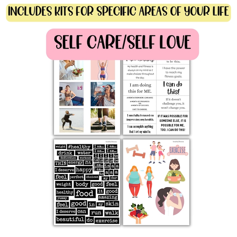 Kit per feste con bacheca visionaria 2026, stampabile per donne, modello per pianificatore di bacheca degli obiettivi di Capodanno, immagini clipart per bacheca delle affermazioni dell'umore immagine 5