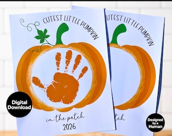 2026 Halloween Pumpkin Handprint Footprint Toddler Baby Printable Art Craft, Homeschool Craft, Kids Fall Art, Preschool Kindergarten Pumpkin