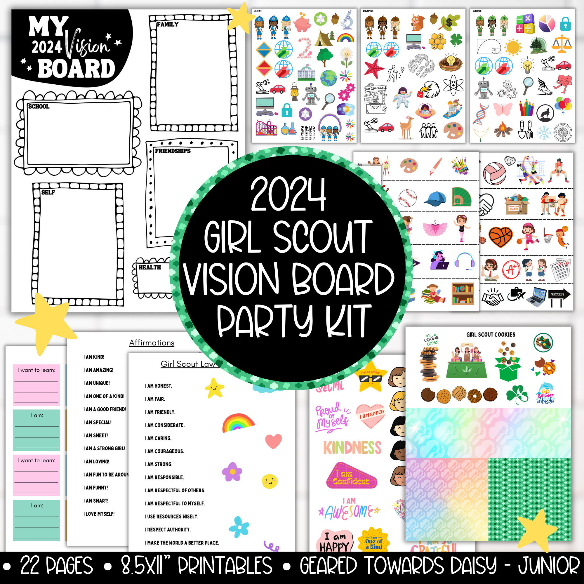 Vision Board Printable Kit 39 Cards. Affirmation Cards Printable. Printable  Affirmation Cards. Printable Affirmations. 2024 Vision Board. 