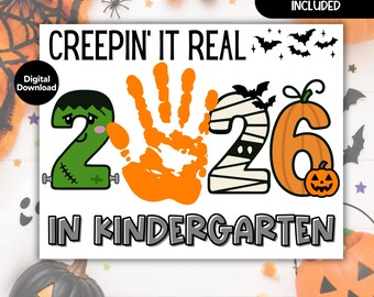 2026 Halloween Pumpkin Kindergarten Handprint Craft Printable Bundle, Preschool Monster Classroom Hand Print Crafts, Pre-K TK Activity