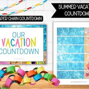 Summer Vacation Printable Paper Chain Countdown | Summer Vaca Countdown | End of School Year Summer Sign | DIY Countdown Calendar for Kids