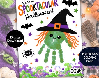Witch Handprint Craft 2026, Halloween Hand Print Activity, Preschool & Kindergarten Printable, Spooktacular Kid Art, School Party Fun Ideas