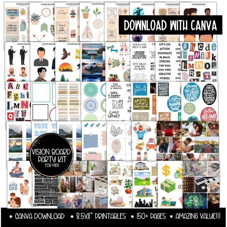 2026 Vision Board for Men Printable, Manifest New Year Goal Setting Vision Board Supplies Planner Template, Affirmations Board Clipart Image image 18