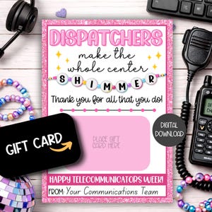 Portatarjetas de regalo para operadores de emergencias, regalo para la Semana de los Operadores de Telecomunicaciones, estampado brillante para operadores del 911, regalo para comunicaciones de emergencia