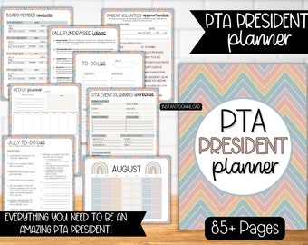 PTA President Planner Binder Printable Calendar Sign-In Budget Volunteer Sheet Event Planning Flyer Membership Meeting Fundraiser Newsletter