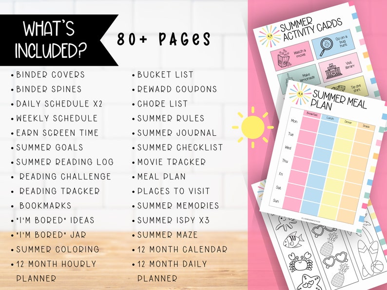 2024 Editable Kids Summer Planner, Printable Summer Planner, Summer Kids Bucket List Checklist, Summer Activity Plan Chore Reading Chart zdjęcie 2