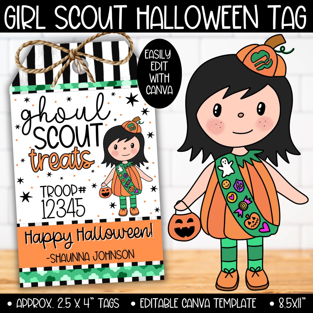 Girl Scout Halloween Treat Gift Tag Ghoul Scout Cookie Etsy