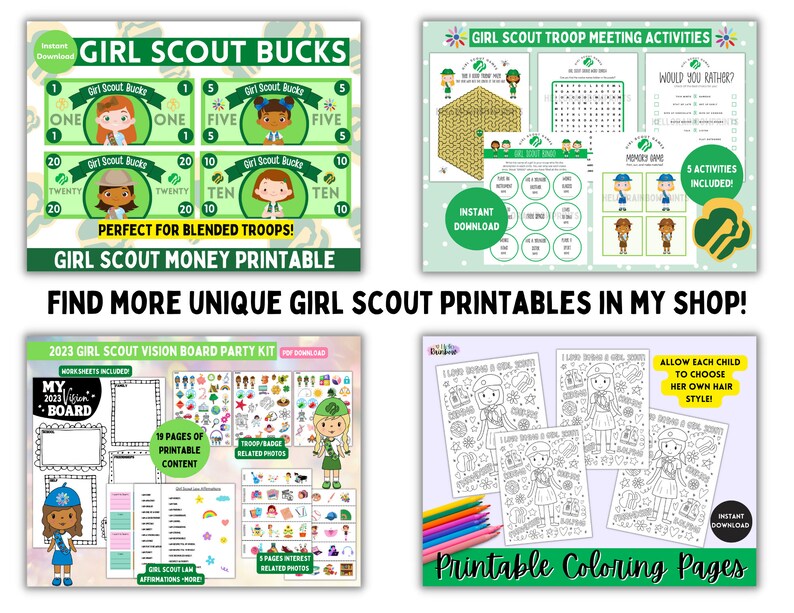 Girl Scout Easter Spring Coloring Page Sheet Printable Etsy